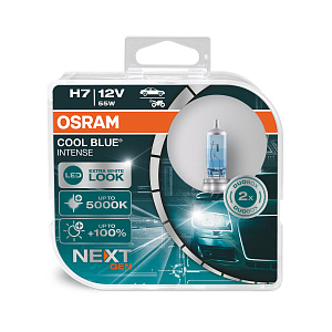 Лампа H7 55W COOL BLUE +100% 5000K OSRAM (2шт)